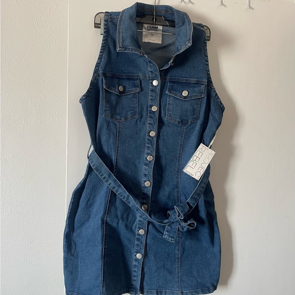 Denim Sleeveless Button-Down Dress